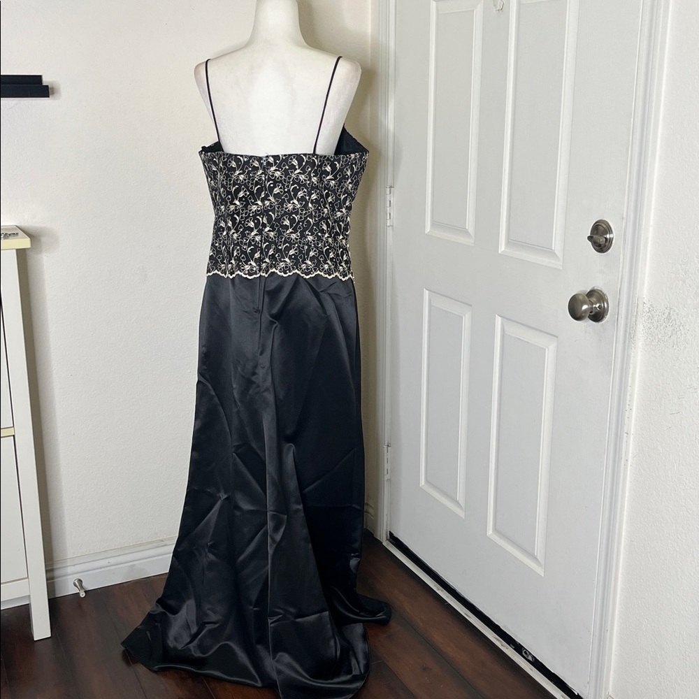 Vintage Y2K 90's Aspeed Women's Gold Floral Embroidered Maxi Dress Gown XL Prom - Picture 6 of 9